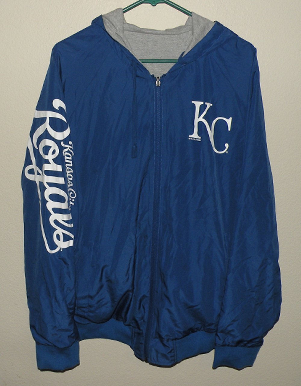GIII Carl Banks Kansas City Royals Mens Large Hooded Reversible Jacket Blue Gray